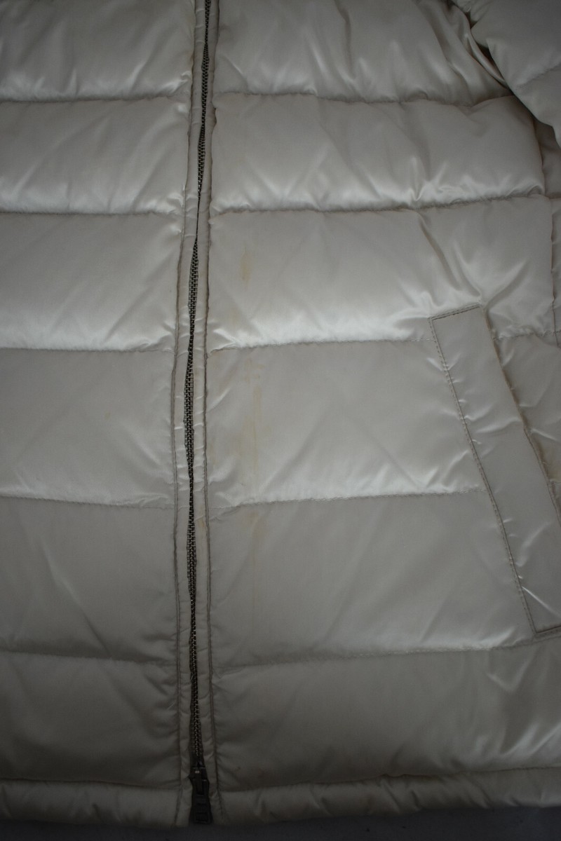 Prada White Down Quilted Zip Through Dyed Fur Jacket Coat Prada White Down Quilted Zip Through Dyed Fur Jacket Coat