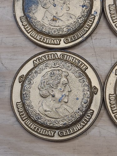 Vtg Agatha Christie 100th Birthday Celebration Medal Paperweight Lot Of 6 - Picture 2 of 9