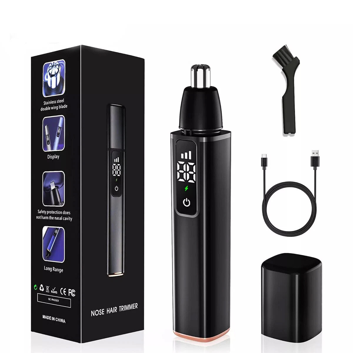 Rechargeable Men's Nose Ear Hair Trimmer for Eyebrows & Beard
