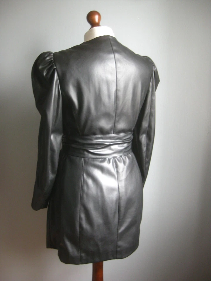 CHAQUETA ZARA Abrigo Imitación Cuero Pequeño 8 10 Trench Retro Puff Manga Cinturón Mac Años 60 Foto 4 de 4