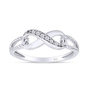 Authentic Infinity Diamond Ring White Gold Plated / 0.05 ct, I-J Color, I2-I3 Clarity