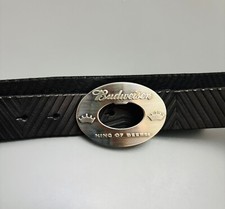 BUDWEISER Black Leather Belt Size 38 With Bottle Opener Stainless Steel Buckle