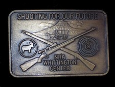 SHOOTING FOR OUR FUTURE NRA WHITTINGTON CENTER BELT BUCKLE VINTAGE 1970'S