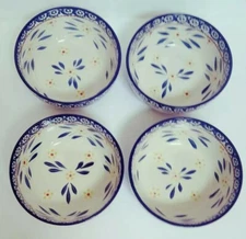 Lot of 4 Temptations by Tara Blue Old World Soup/ Cereal Bowls 6 1/2” UNUSED