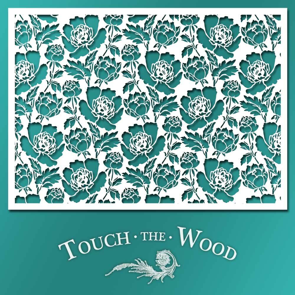 Shabby Chic STENCIL: Peony Flower Ornamental Pattern (DIY Furniture Print) #082 | eBay shabby-chic-stencil-peony-flower-ornamental-pattern-diy-furniture-print-082-ebay
