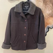 Braeton Small Wool Jacket Sherpa Collar Cuffs Western Mountains Fuzzy Chore Work