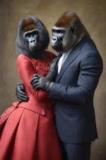 Printable Valentine's Day Couple Gorilla Portrait,Couple Wall Art,Printable Gift