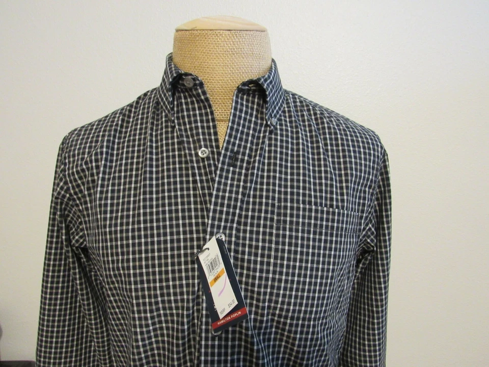 FLECHA, CAMISA HOMBRE NUEVA NEGRA ALGODÓN BL MANGA LARGA CUADROS CON BOLSILLO, TALLA S Foto 2 de 4