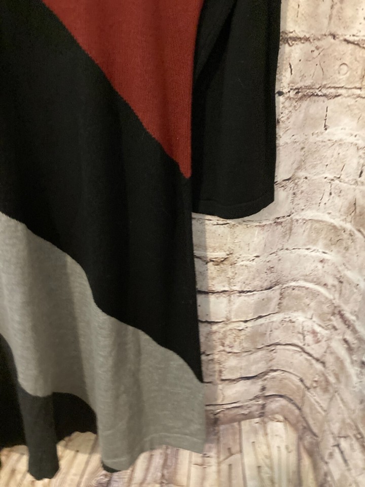 Jessica Howard Sweater Dress Womens Large Rust Colorblock Stretch Long ...
