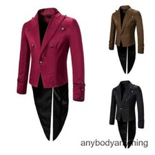 Men's Gothic Tailcoat Suit Peak Lapel Tuxedo Party Coat Showman Costume Jackets