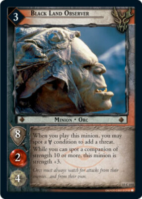 LOTR TCG HUNTERS BLACK LAND OBSERVER 15C101 NM/MINT  a Top Shelf Card