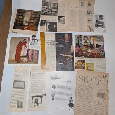 LOT Vtg MCM Furniture Chair Design Ephemera Thonet Eames Knoll 60s 70s Magazine