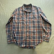 George Size M 38-40 Classic Fit Plaid Casual Button Shirt Blue Long Sleeve Colla