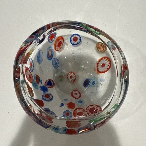 Hand Blown Art Glass Trinket Bowl Confetti Trumpet Flower Controlled Bubbles - Picture 2 of 7