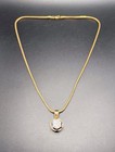 925 Sterling Silver Gold Vermeil 18” Chain Italy 10mm Crystal Pendant — photo 4