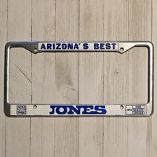 Vintage Jones Dealership License Plate Frame Arizona's Best Car Advertising