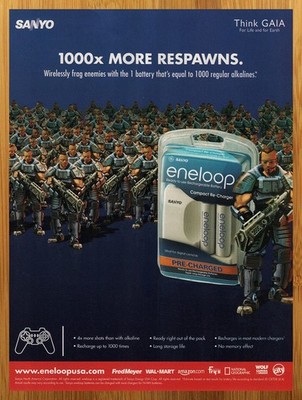 2007 Sanyo Eneloop Battery Recharger Print Ad/Poster Video Game Controller Art