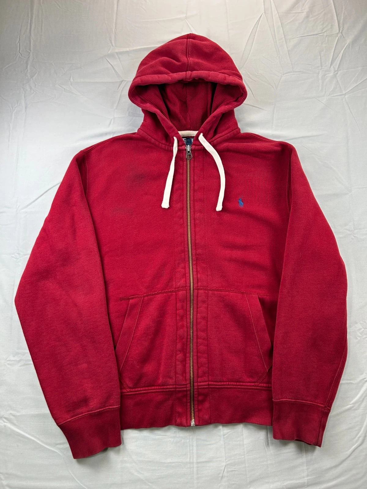 Polo Ralph Lauren Large Hoodie Thermal Hood Red Men's Full Zip UP Cotton
Opens in a new window or ta