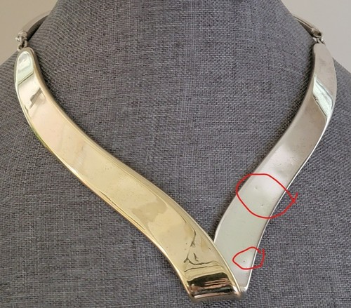 Vintage Modernist sterling silver M VISMONSKI (Israel) V-shaped choker necklace - Picture 12 of 13