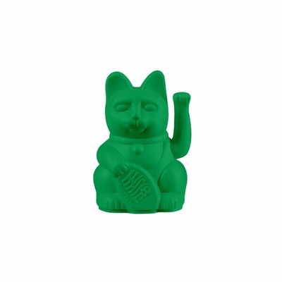 Donkey Products Lucky Cat Mini Maneki Neko, Winkekatze, Vivid Green, 9.8 cm
