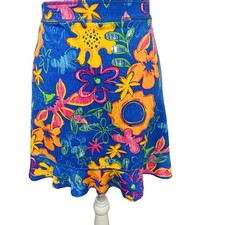 Fresh Produce Skirt Small Pull On Beachy Colorful Ruffle Floral Stretch Resort