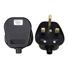 Black Mains Plug 13A UK 3 PIN 240V 13AMP Electric Power Socket Adaptor Fused UK