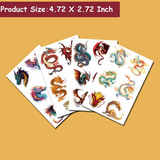 60 Pcs Dragon Temporary Tattoos for Boys Kids, 10 Sheets Dragon Tattoos for B...