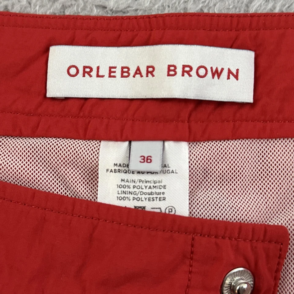 Pantalones Cortos Orlebar Marrón Para Hombre 36 Rojo Springer OB Clásicos Bañador Malla Forrados Foto 3 de 4
