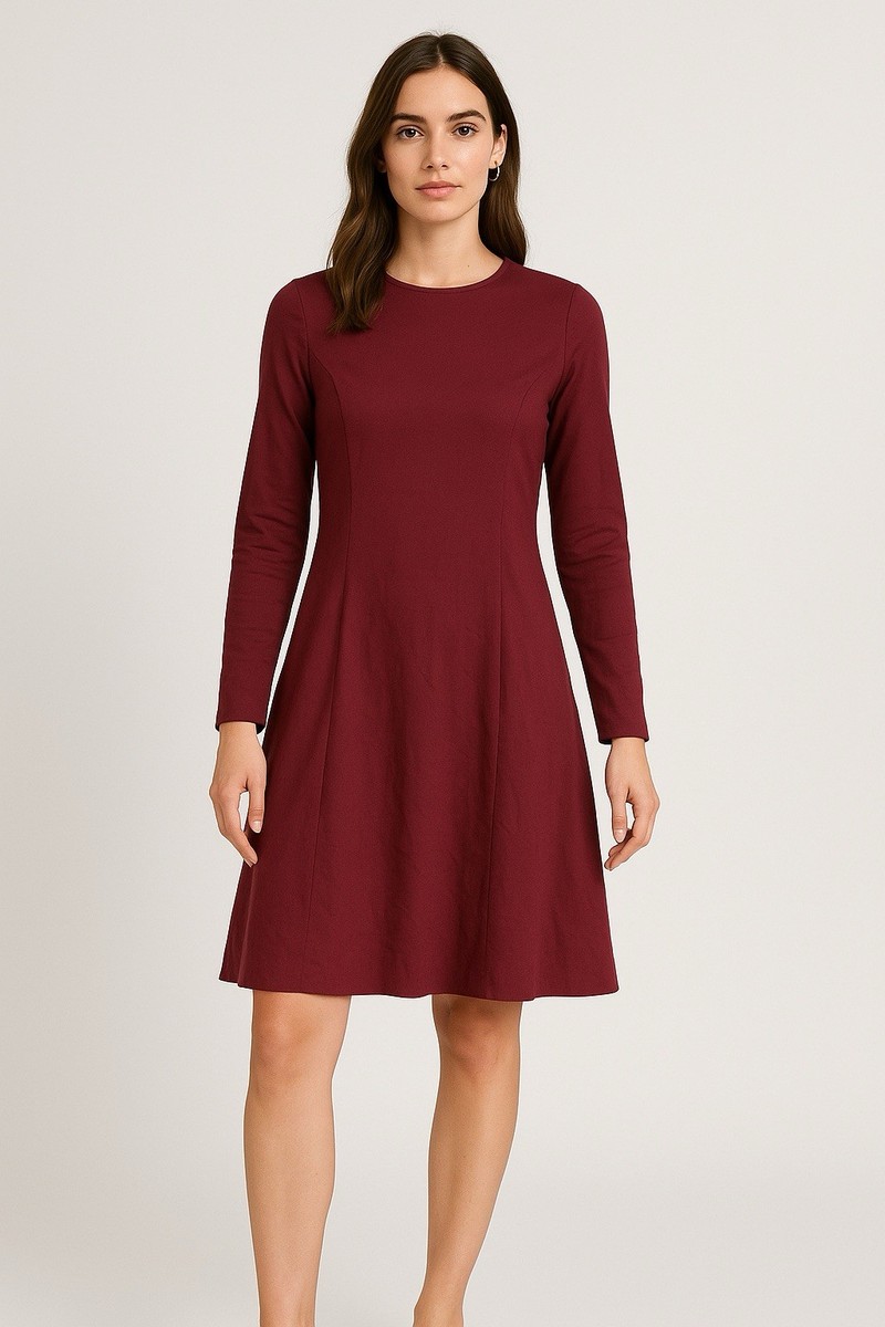 h&m red midi dress Ladies - Red Ruched Linen-Blend Dress - Size: XS