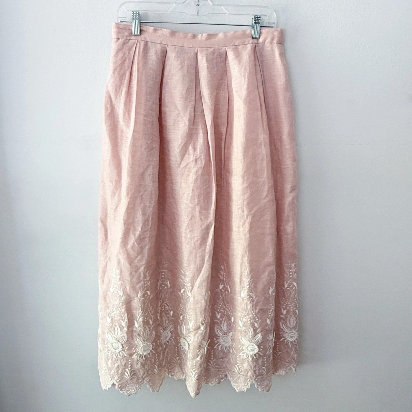 Vintage Women 100% Linen Embroidered Floral Pleated Maxi Skirt Size 14 Pink
Opens in a new window or
