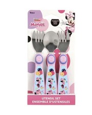 Disney Minnie Mouse 3 Piece Stainless Steel Utensil Set-Easy to gasp handles