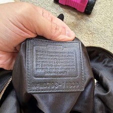 Coach Black Crescent Shoulder Bag Gold Hardware Buckle Accent Zip Closure