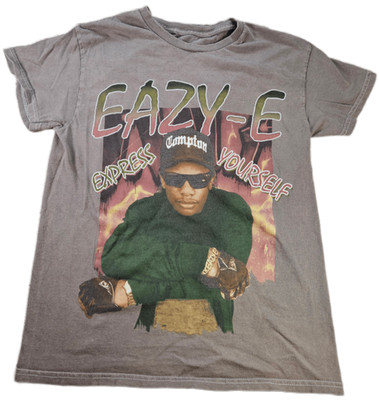 EAZY-E T-Shirt Women's Gray Small Cotton Graphic Print Hip Hop Rapper Tee