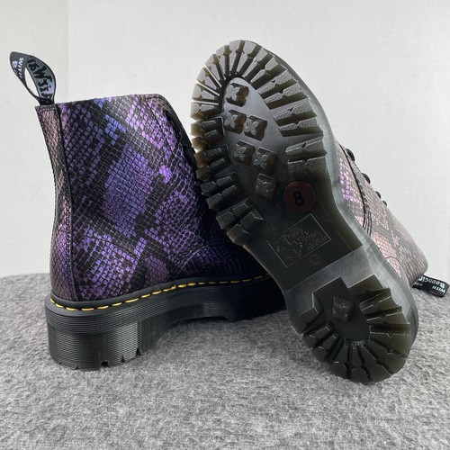 Dr. Martens Sinclair Leather Boots Purple Black Snake Platform Zip Women's 8 NEW - Picture 6 of 7