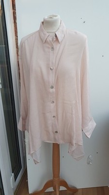 Wynne Layers Unstructured Shirt Textured Crinkle Marla Shell Pink Neu Size Large