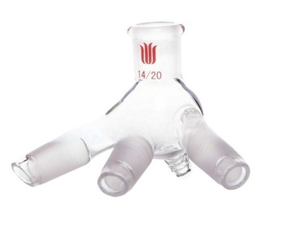 1PC D681420 Three-way distillation receiving tube (with an angle of 105°) 14/20