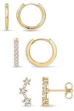 Poxtex Small 14K Gold Plated Huggie Hoop Earrings Set for Small, Gold-climber