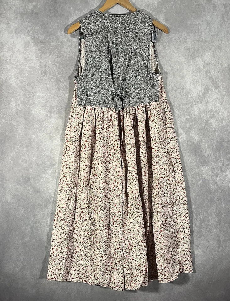 Vestido midi vintage Carol Anderson para mujer S/P rojo blanco cabaña hippie campesino Foto 2 de 4