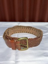 Vintage Lucky Brand Brown Leather Belt with Brass Buckle Women  s Size Large 35  