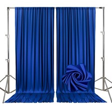 10ft x 7ft Blue Backdrop Curtains for Parties Fabric Satin Background Curtain...