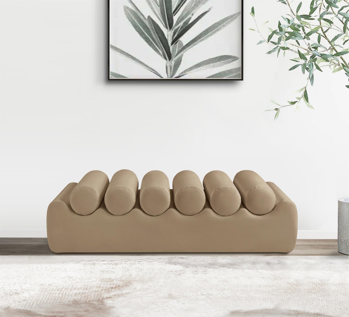 Meridian Furniture Rumble Tan Vegan Leather Bench