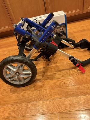 Walkin' Wheels Adjustable Pet Dog Wheelchair Cart Size S Blue/Silver