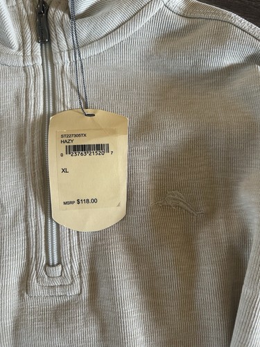 Tommy Bahama 1/4 Zip Pullover Sweater Men's XL Hazy Beige Cotton Tencel New - 第 3/4 張圖片