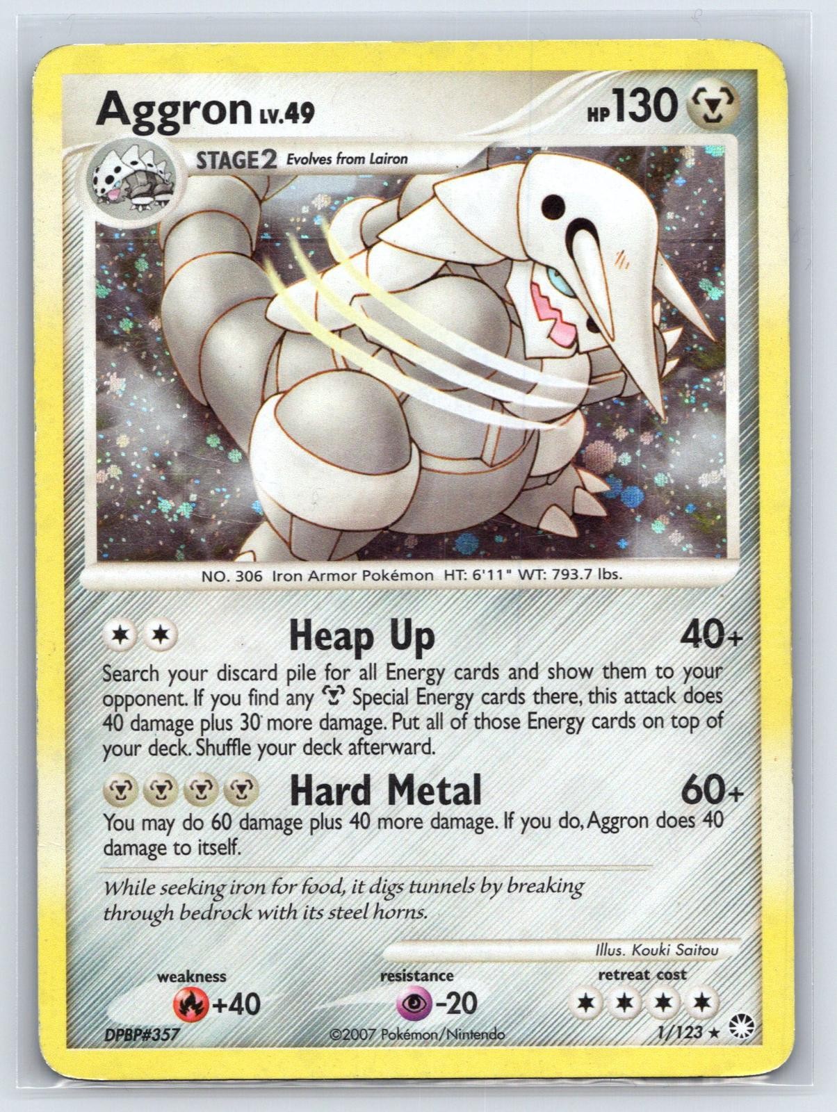 Aggron 1/123 Holo Rare Mysterious Treasures Pokemon Heavily Played