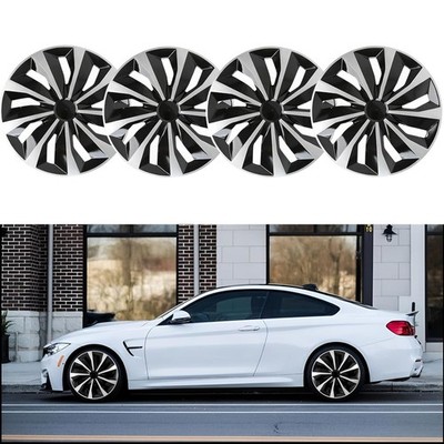 4Pcs 15''Inch Wheel Cover Snap On Full Hub Caps For R15 Tire & Steel Rim Black