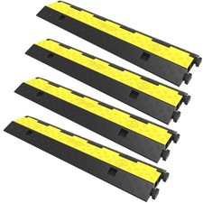 VEVOR Cable Protector Ramp, 4 Packs 2 Channels Rubber Modular Speed Bumps Rated