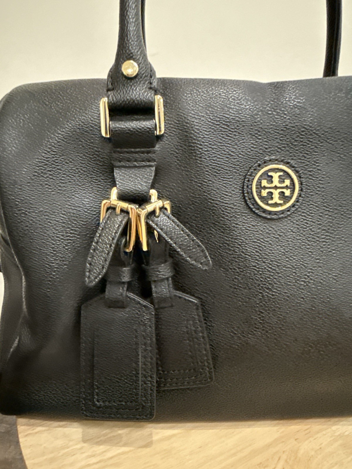 Tory Burch Black Leather Roslyn Satchel Shoulder Bag Gold Hardware thumbnail 3
