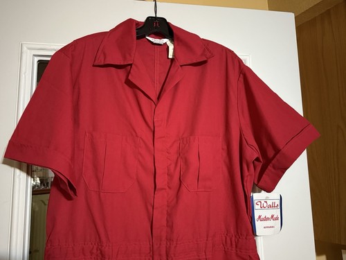 Vtg Walls Master Made Coveralls Men's 44 Tall Red Workwear USA Short Sleeve - Picture 3 of 12