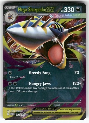 Mega Sharpedo ex 061/094 Double Rare Phantasmal Flames Pokemon Near Mint