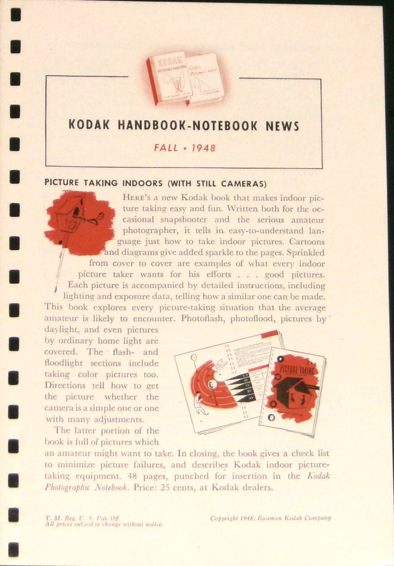 Kodak Handbook - Notebook News Fall 1948 Picture Taking Indoors NF